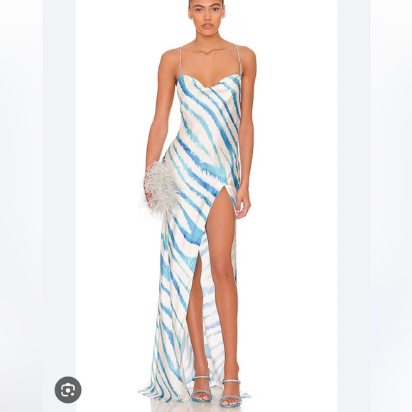 RETROFETE - Amika dress - silk blue & white - Picture 1 of 5